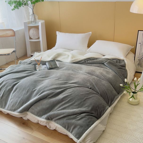 Nordic Erba Mink Lamb Fleece Blanket Thickened Double Flannel Blanket_voghion.com