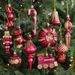Ensemble de 18 décorations de Noël en plastique métallisé or rose – Décorations à suspendre pour sapin, couronne et décoration de table de fêtes_voghion.com