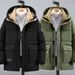 Parka de invierno gruesa para hombres altos y corpulentos: chaqueta de poliéster grueso con capucha y cremallera, talla extragrande (hasta 11XL) (negro/verde)_voghion.com