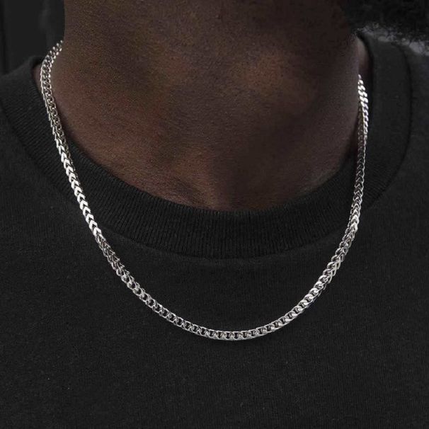 Roestvrijstalen 3 mm voor- en achterkant ketting, driedimensionale gouden herenketting, hiphopsieraden, titaniumstaal_voghion.com