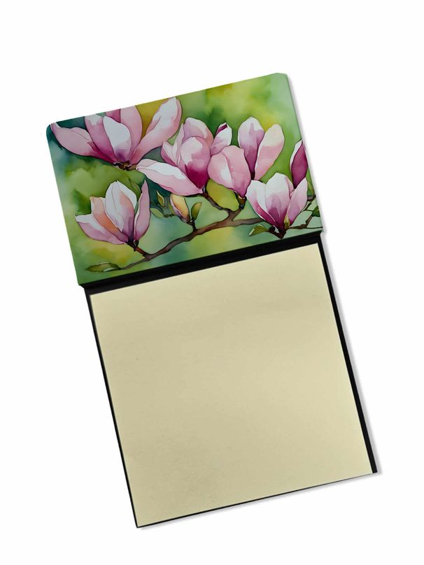 NEW Mississippi Magnolia in Watercolor Sticky Note Holder Refillable Dispenser Self-Sticky Note Pads, Memo Pads Blank Desk Accessories_voghion.com