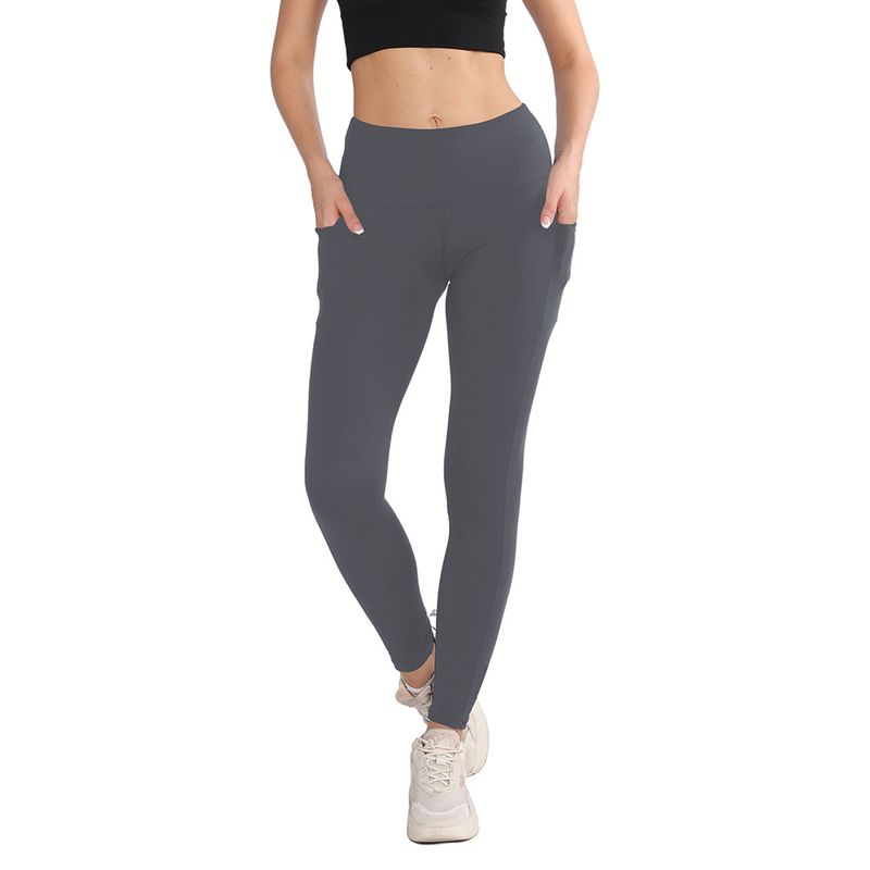 Dameskleding Dubbelzijdige zakken Hoge taille Yogabroek Hoge elastische melkzijde Lente en herfst Negen punten Nude Yoga legging_voghion.com