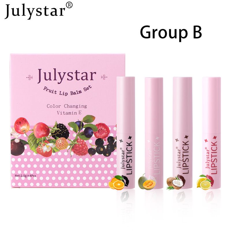 Baume à lèvres thermorégulateur infusé à la vitamine E Julystar - Rouge à lèvres hydratant aux fruits pour atténuer les rides et personnaliser la couleur_voghion.com
