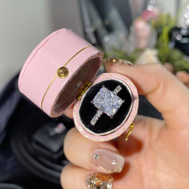 Lekki luksusowy pierścionek z diamentami z węgla o wysokiej zawartości węgla, nowy, regulowany, otwarty, dla kobiet, wysokiej klasy kamień szlachetny_voghion.com