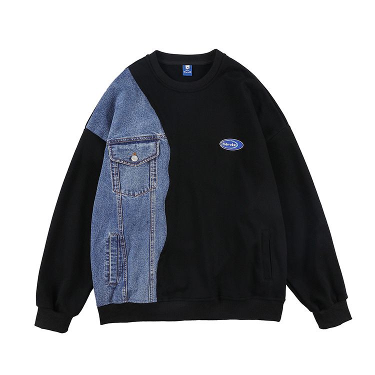 Herrenbekleidung 2024 Neue TIDEEKU-Pulloverjacke für Herren im Frühjahr und Herbst, Jeansnähte, Rundhalsausschnitt, lange Ärmel, lässige, lockere Nationaljacke für Damen_voghion.com