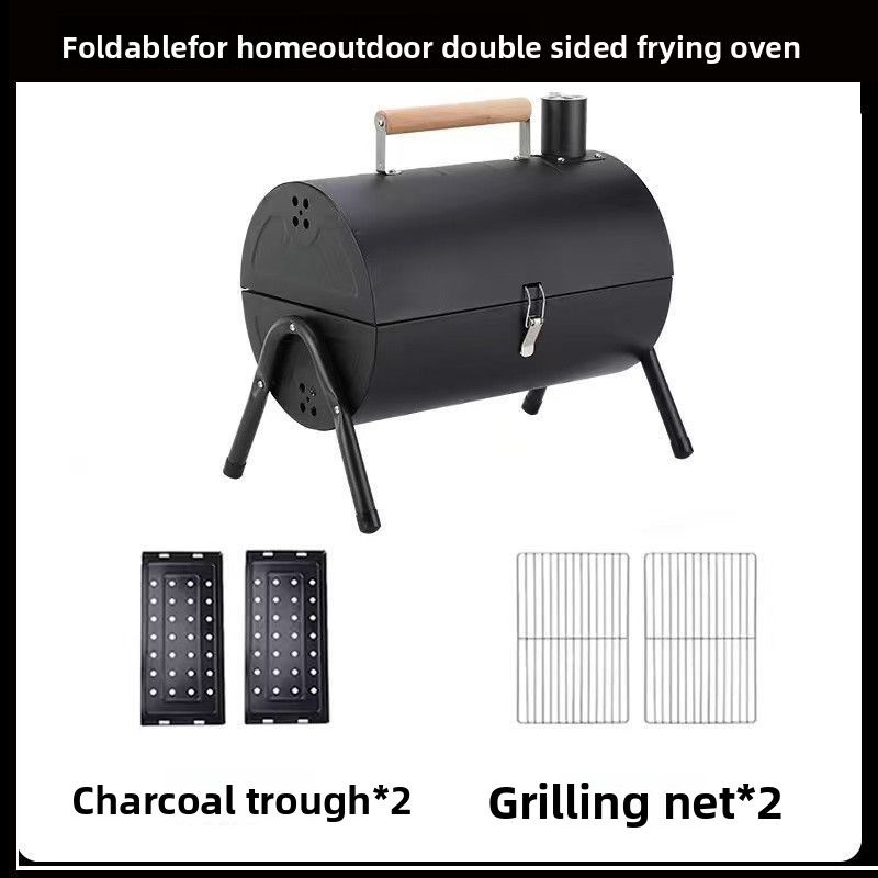 Barbecue Grill Outdoor Portable Multifunctional Chimney Double-Sided Household Stove Camping BBQ_voghion.com