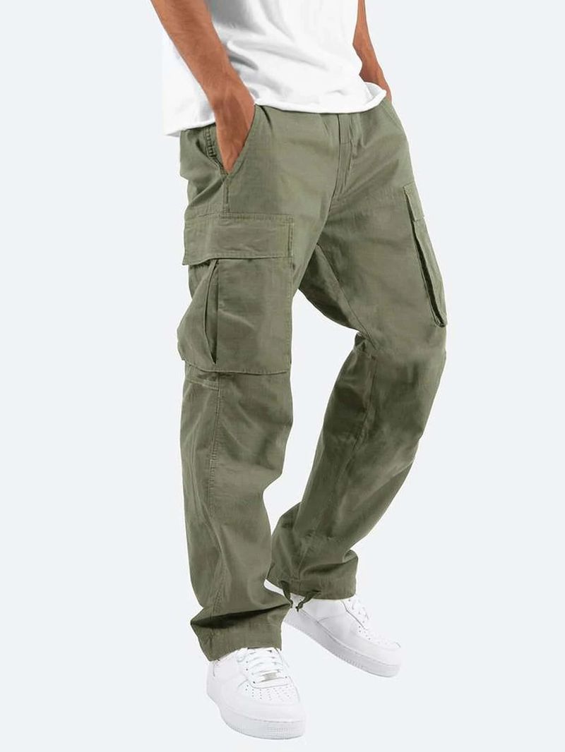2024 Summer New Men's Workwear Drawstring Multi Pocket Casual Pants_voghion.com