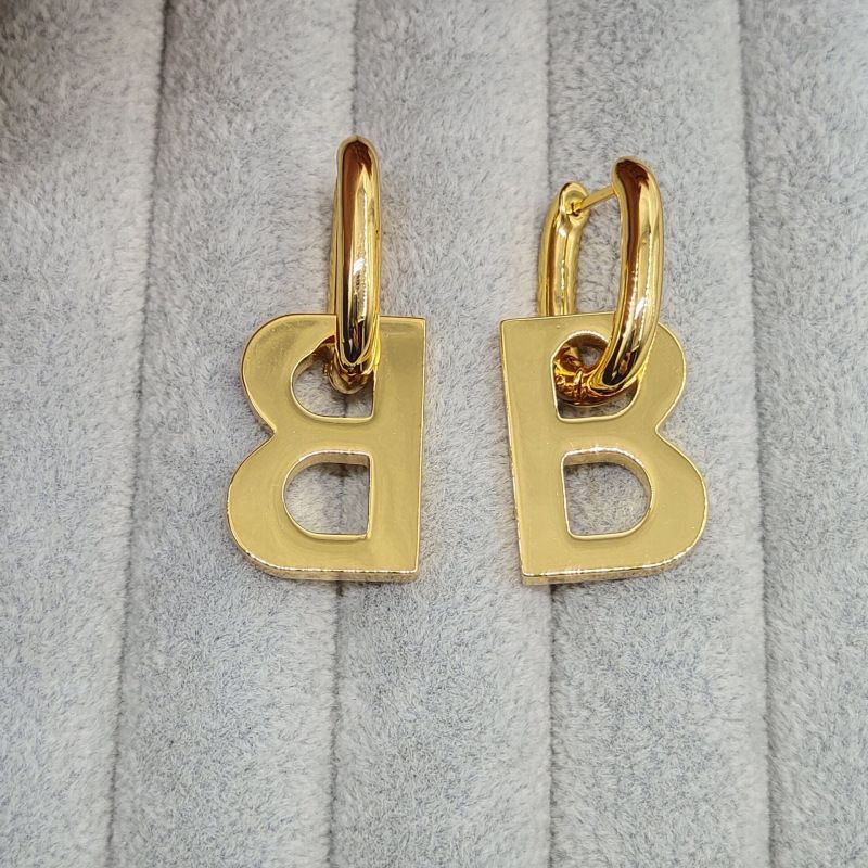New new Paris fashion B-line earrings Vintage high dual-purpose earrings brass gold plated_voghion.com