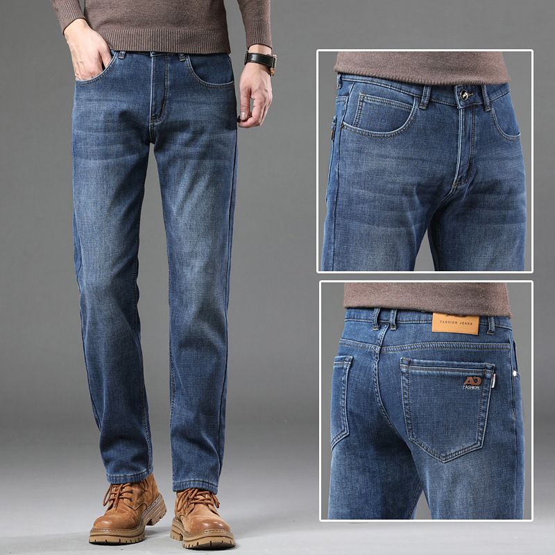 Vêtements pour hommes Automne et hiver nouveaux jeans épais en velours pour hommes pantalons longs droits amples super doux et chauds pour hommes d'affaires de grande taille_voghion.com