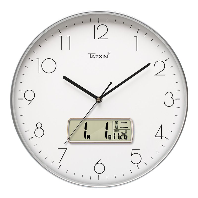 Smart LCD Wall Clock With Perpetual Calendar – Silent Quartz Clock With Temperature/Humidity/Moon Phase Display_voghion.com