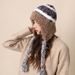 Cappello di lana lavorato a maglia con lacci colorati per donna, autunno inverno, nuovo, caldo, protezione per le orecchie a righe colorate e fascia per capelli_voghion.com