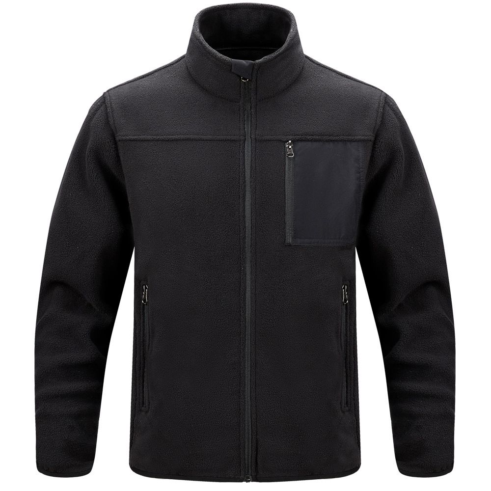 Men's Clothing men's outdoor fleece jacket stand collar multi pocket warehouse men's coat_voghion.com