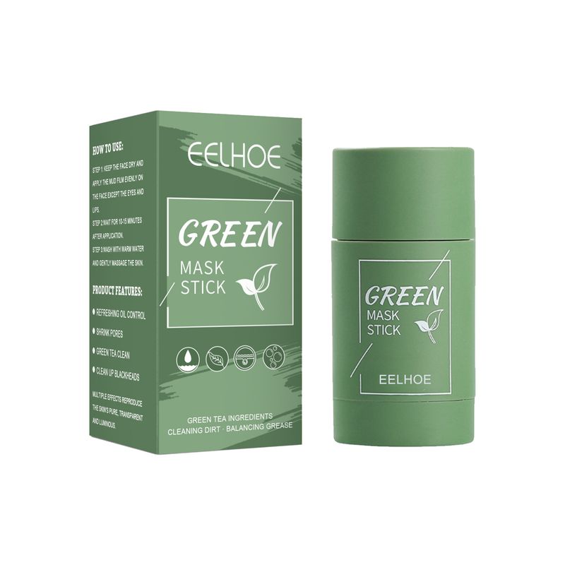 EELHOE Green Tea Solid dybderensende og fugtgivende ansigtsmaske Pore Shrinking Smearing Mud Mask Stick_voghion.com