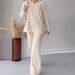 Women's Solid Color Fashion Collar Sweater Loose Casual Two-piece Set_voghion.com
