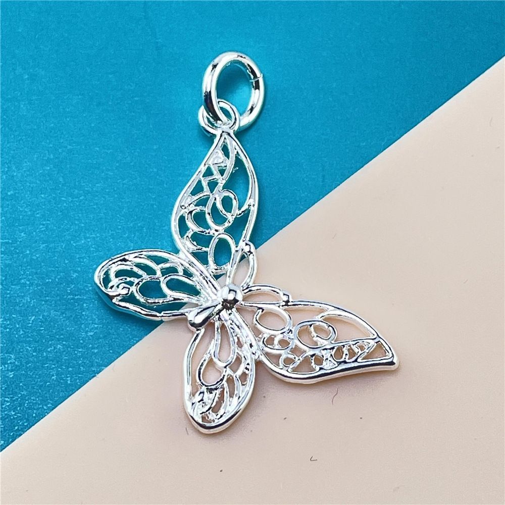 Srebrny naszyjnik z wisiorkiem motylkowym VENUS Sier z łańcuszkiem wężowym dla kobiet, biżuteria ślubna i zaręczynowa hurtowo_voghion.com