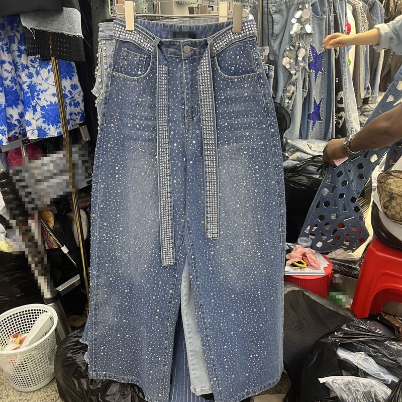 Jeans a gamba larga dritti lucidi di alta qualità, eleganti e di temperamento retrò da donna_voghion.com