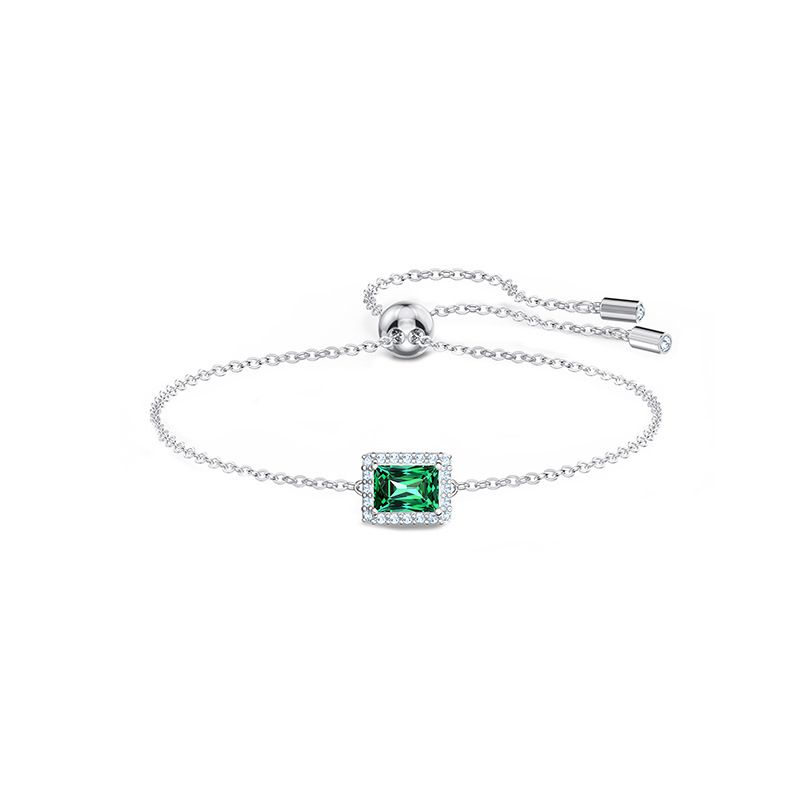 Bracciale quadrato verde Bracciale elemento femminile Cristallo Smeraldo Bracciale femminile_voghion.com