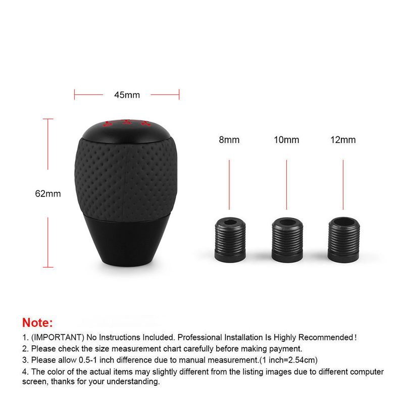 Leather＆Aluminium Universal Car 5 Speed For M8 M10 M12 Lever Gear Level Knob Shift Head_voghion.com
