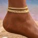 Bracelet de cheville double couche pour femme, chaîne cubaine, personnalité exagérée, niche polyvalente, style plage, bijoux simples, tendance_voghion.com