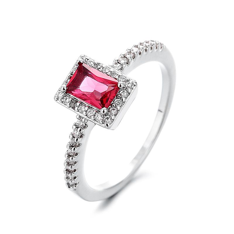 Cross Mirror Hot Multicolor Zircon For Women, Light Luxury Square Diamond Engagement Ring Jewelry_voghion.com