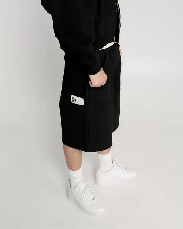 2025 New Style Shorts Cotton Simple Striped Multi-Pocket Design Drawstring Youth Versatile Sports Sweatpants_voghion.com