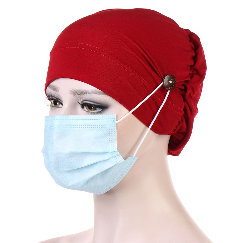 Pălărie musulmană cu bază imitație de nasturi, pălărie Baotou cu turban, pălărie de in cu cristale, multicoloră, pentru chimioterapie_voghion.com