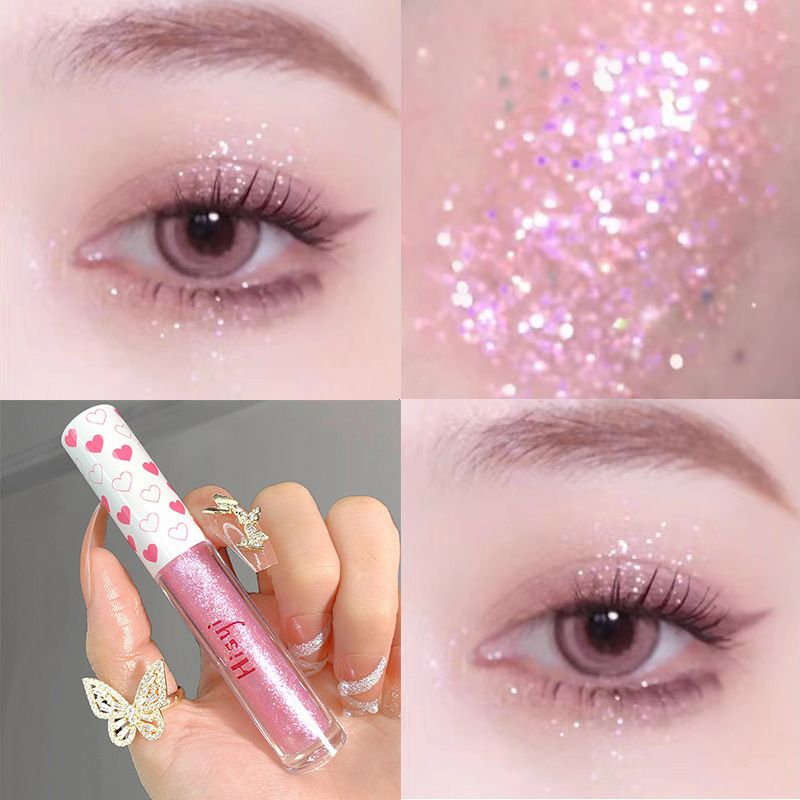 6 Colors Glitter Liquid Eyeshadow Waterproof Pearlescent Shiny Eye Shadow Highlighter Sequins Lying Silkworm Makeup Beauty Tool_voghion.com