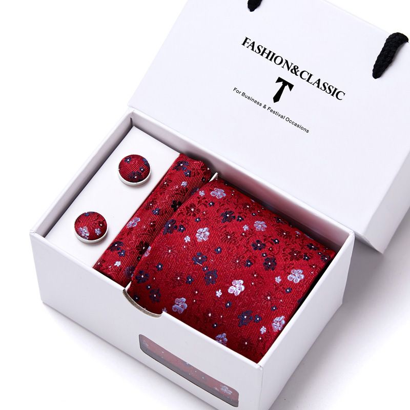 Men's Ties & Handkerchiefs wholesale spot men's tie set gift box 5-piece suit group tie business formal wedding tie_voghion.com