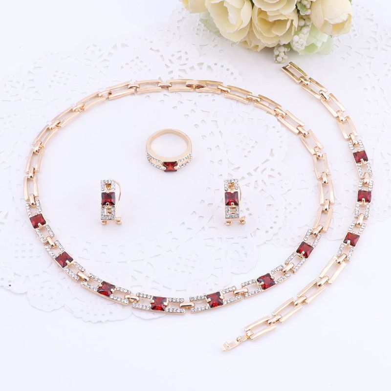 Bruiloft Bruids Ketting Oorbel Ring Voor Vrouwen Goud Kleur Zirkoon Kristal Dubai Afrikaanse Kralen Sieraden Sets_voghion.com