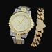 Luxury Women's Two-Piece Watch Set With Crystal-Studded Bracelet & Rose Gold Alloy Band - Elegant Quartz Wristwatch For Fashionable Occasions_voghion.com