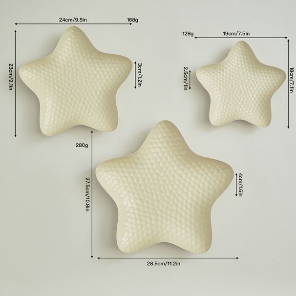 Nordisches Snacktablett-Set in Sternform, elegantes metallisches Punkt- und Sterndesign, 3-teilige dekorative Servierplatten für Wohnzimmer, Dessert_voghion.com