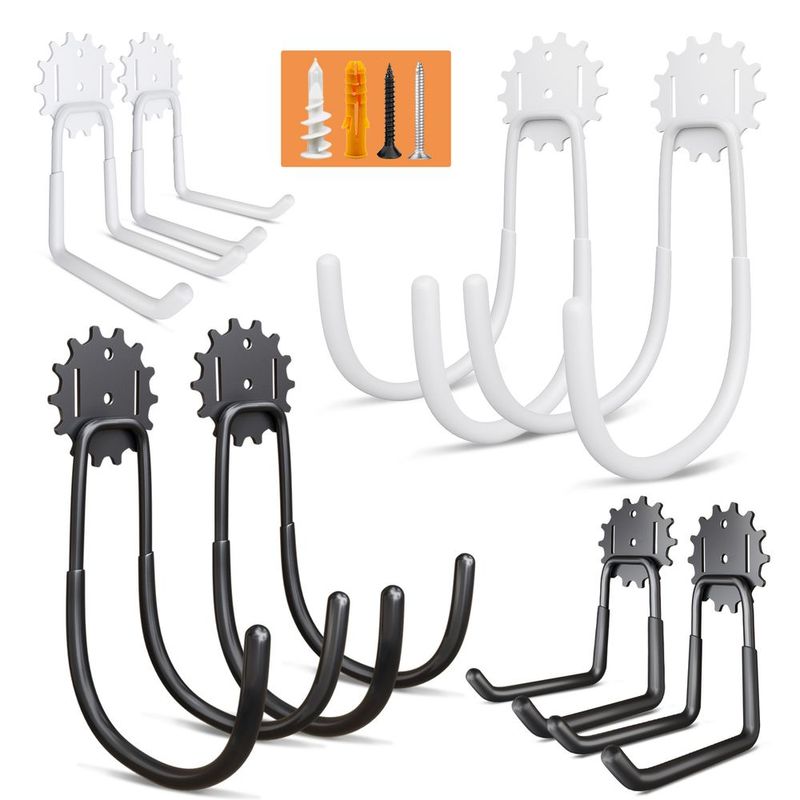 8-Piece Heavy Duty Steel Storage Hooks - Utility Style Wall Hooks With Non-Slip Coating, Grip Bicycles, Ladders And Tools Random SpeedX.UNIUNI. Amaz_voghion.com