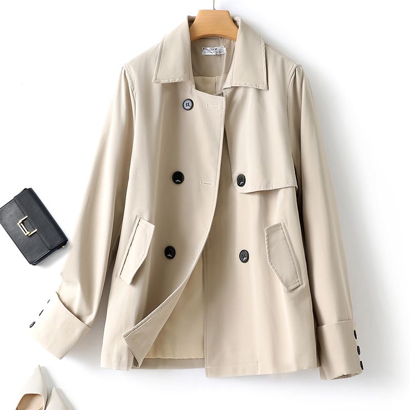 Women's Clothing Windbreaker jacket women 2023 autumn new double-breasted British style temperament small slim top jacket 6625_voghion.com