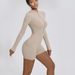European And American Open Collar Zipper Long Sleeve Jumpsuit Dance Fitness Sports One-piece Bodysuit Sexy Tight-fitting_voghion.com
