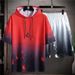 Men's Sports Casual Suit Thin Ice Silk Loose Large Size Hooded Short-Sleeved T-Shirt With Shorts_voghion.com