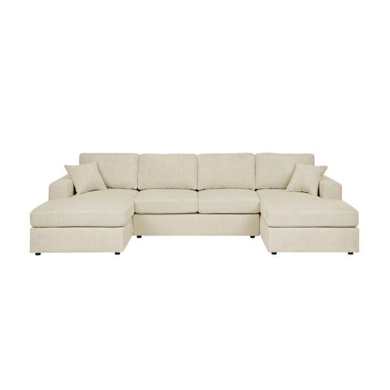 3 - Piece Corduroy Double-Chaise Sectional_voghion.com