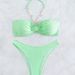Ženske bikini kopalke, ženske travnato zelene, biserne verižice, povodcem in cevastim zgornjim delom, deljene kopalke v slogu_voghion.com