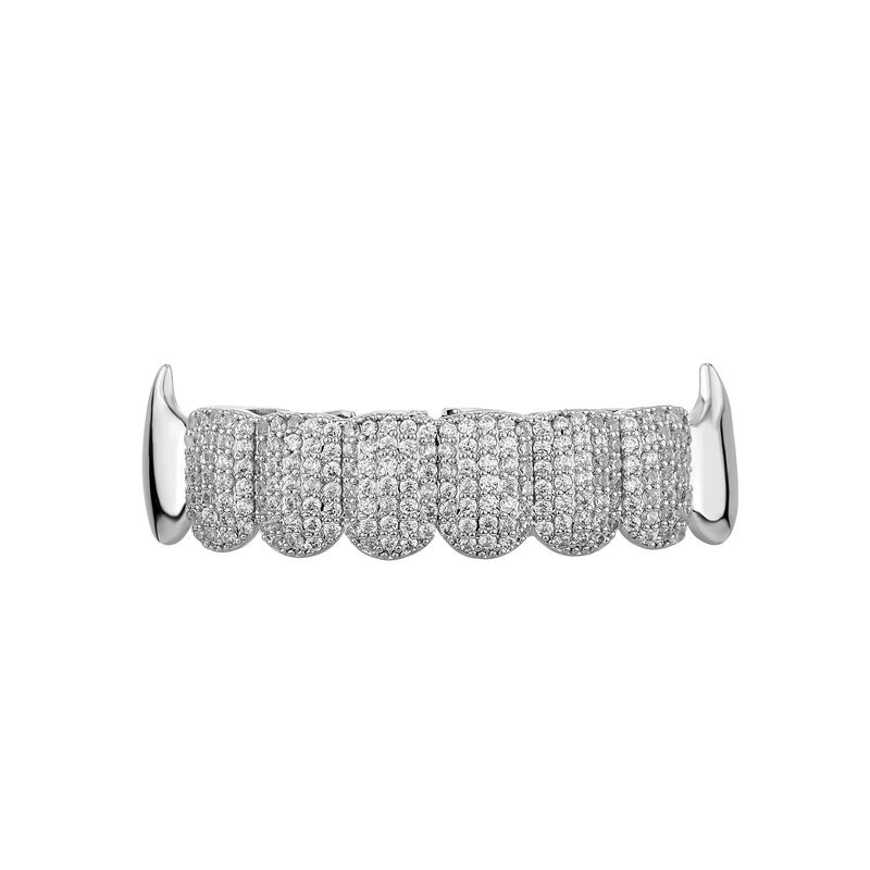 Grillz Vampire Fang serti de diamants – Grillz hip-hop pour cosplay, Halloween et performances rap – Design unisexe en or et argent_voghion.com