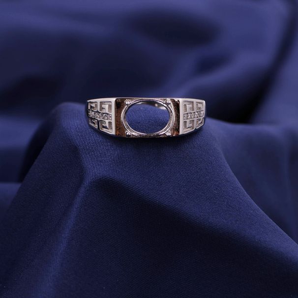 S Herenring van puur zilver met geometrische vierkante inleg met jade-agaat edelsteen_voghion.com