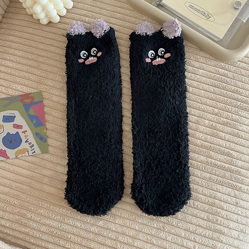 Winter coral fleece sleeping socks thick warm floor socks cute cartoon plush socks no shedding confinement socks_voghion.com