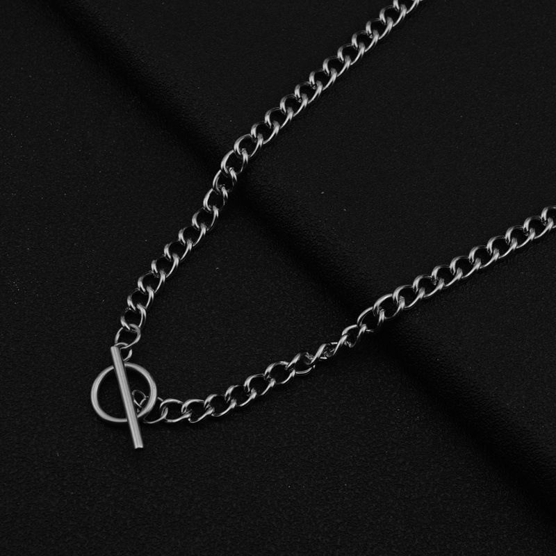 Titanium For Women Stainless Steel Men's Trendy OT Buckle Cuban Chain Couple Necklace Jewelry_voghion.com