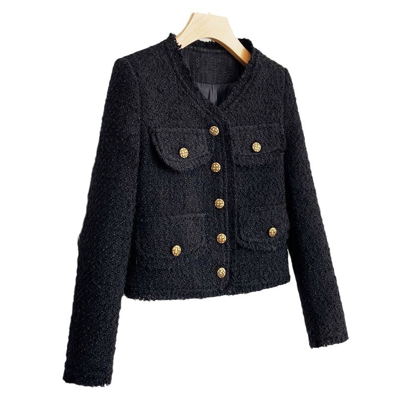 Women's Clothing Fashionable black  jacket long sleeved tassel celebrity style loose versatile cardigan short jacket_voghion.com