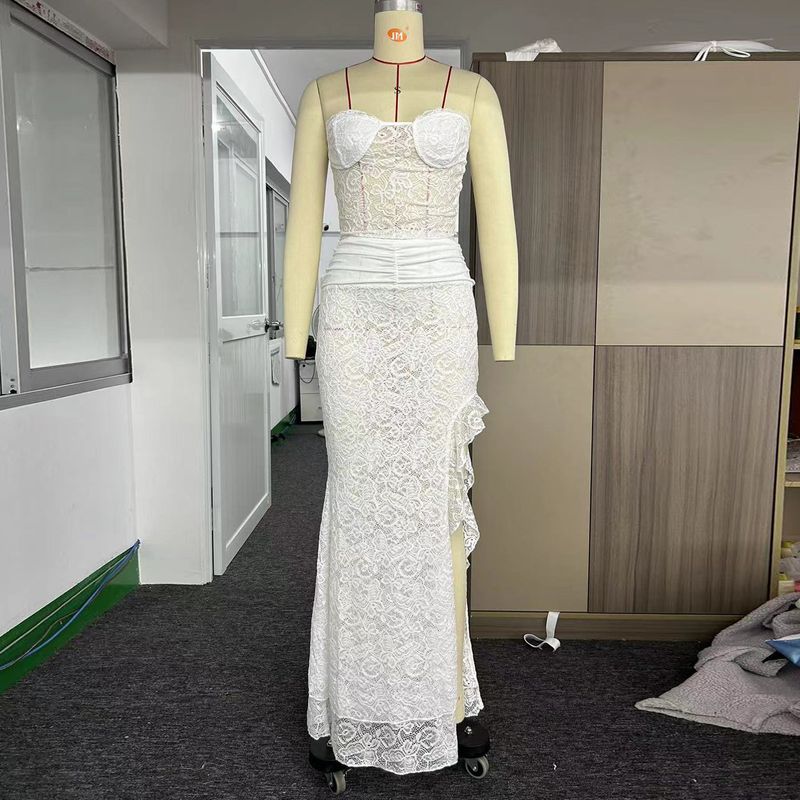 Damenbekleidung Schlitz Hüftlanger Rock Hot Girl Tube Top Zweiteiliger Anzug_voghion.com