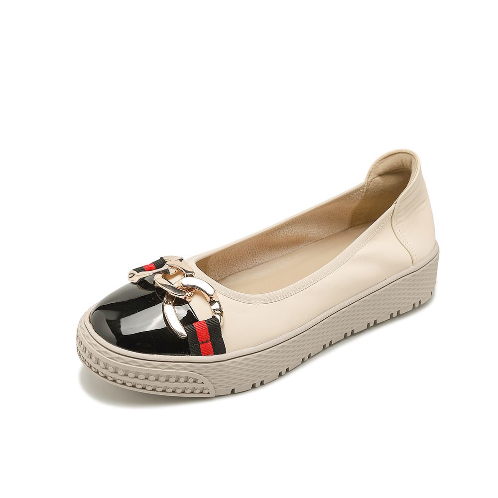 Britih tyle s kulatou špičkou kovová přezka barva blokovaná kožená mokasína, pohodlná na kousání, líná svatá ústa_voghion.com