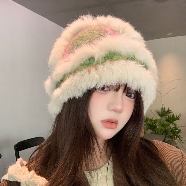 Winter Fur Face-Warming Knitted Hat With Large Head Circumference 2025 Autumn/Winter New Style_voghion.com