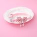 Fairy Pink Lace Bowknot Beaded Cat Collar Bell Pet Supplies_voghion.com