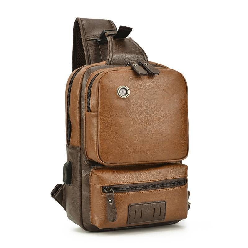 Herren alle PU Mode Brust Schultertasche Messenger Bag Kapazität Freizeit große Tasche_voghion.com