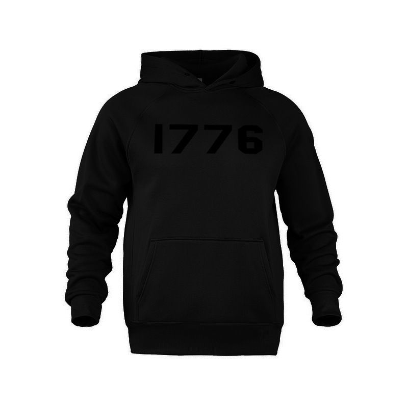 1776 Printed Letter Heren en Dames Grote Maat Herfst/Winter Pluche Losse Hoodie_voghion.com