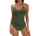 Maillot de bain deux pièces fendu de couleur unie pour femme, bikini dos nu_voghion.com