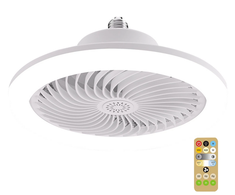 Intelligent Remote Control LED Fan Light E27 Screw Dimmable Bedroom Aromatherapy Lighting Fan Light -White_voghion.com
